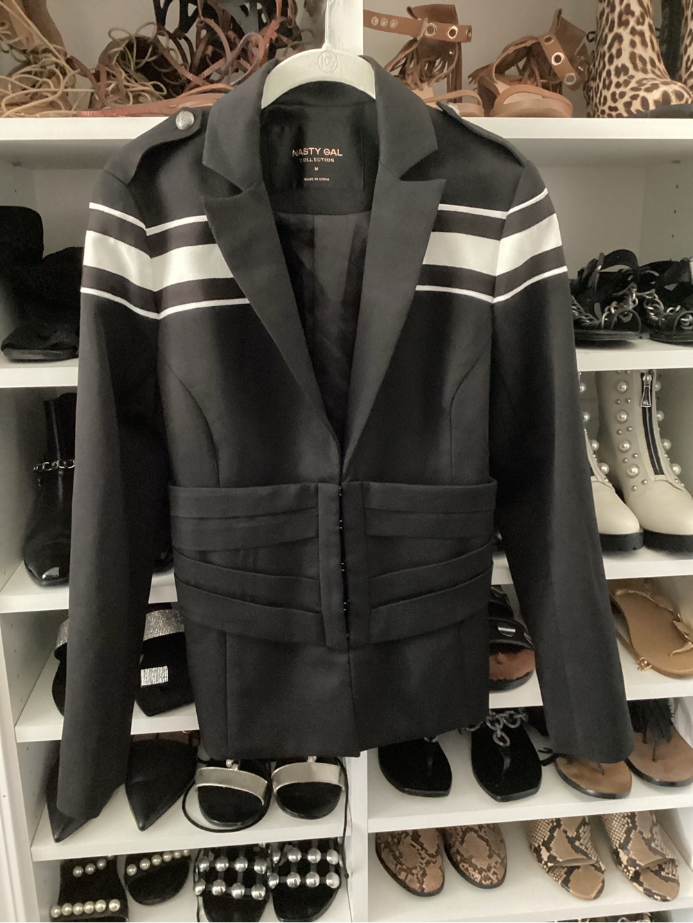 Nasty Gal Black Military Blazer with Corset